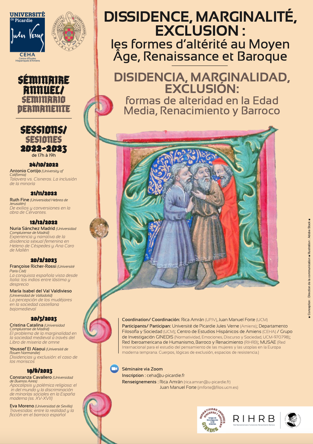 Seminario permanente 'Disidencia, marginalidad, exclusión: formas de alteridad en la Edad Media, Renacimiento y Barroco' / 2022-2023